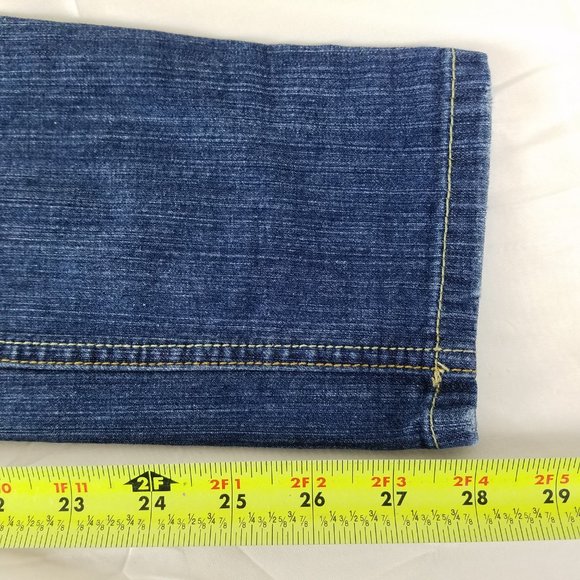 Mossimo Jeans Juniors 7 Short Low Rise Womens Fit 6 Skinny Distressed Blue Denim - Picture 7 of 13